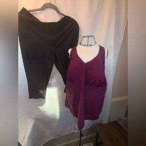 Torrid Tankini with Swim Capri, 4x EUC, worn only once, Purple top, black Capri